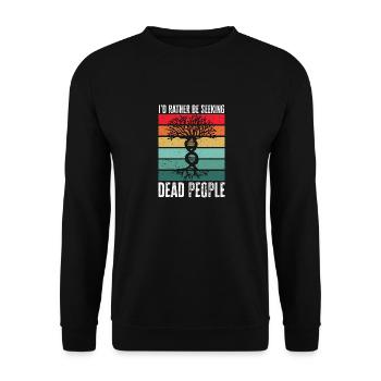 Genealogie Ahnenforschung Ahnenforscher - Unisex Pullover - Schwarz - Vorne - Alina (178cm) & Michal (187cm)