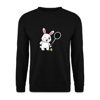 Hobby Sports Lapin jouant au badminton Shuttlecock - Sweat-shirt Unisexe - noir - Devant - Alina (178cm) & Michal (187cm)