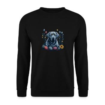 Labrador Retriever Chien Pâques Printemps Labrador - Sweat-shirt Unisexe - noir - Devant - Alina (178cm) & Michal (187cm)