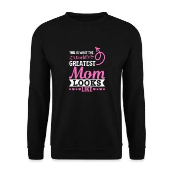 So sieht die beste Mama der Welt aus - Muttertag - Unisex Pullover - Schwarz - Vorne - Alina (178cm) & Michal (187cm)