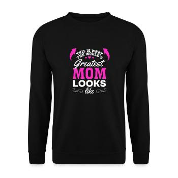 So sieht die beste Mama der Welt aus - Muttertag - Unisex Pullover - Schwarz - Vorne - Alina (178cm) & Michal (187cm)