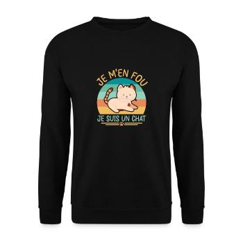 Je m'en fou je suis un chat - Sweat-shirt Unisexe - noir - Devant - Alina (178cm) & Michal (187cm)
