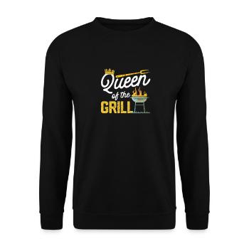 Königin des Grills Lustiges Räucherfleisch BBQ - Unisex Pullover - Schwarz - Vorne - Alina (178cm) & Michal (187cm)