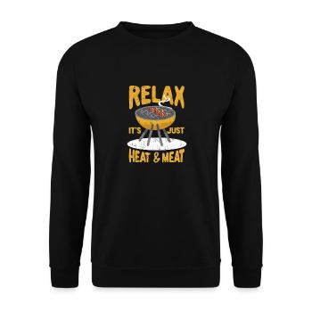 Relax It’s Just Heat And Meat Drôle BBQ Fumoir - Sweat-shirt Unisexe - noir - Devant - Alina (178cm) & Michal (187cm)