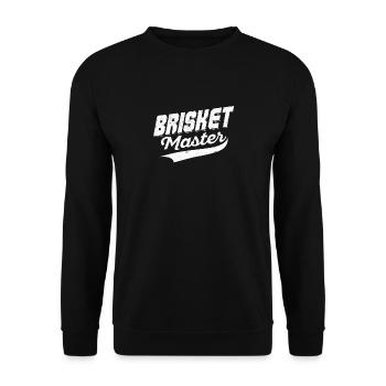 Brisket Master Smoked Meat BBQ Smoker Grillen - Unisex Pullover - Schwarz - Vorne - Alina (178cm) & Michal (187cm)