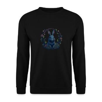 Rabbit with Easter eggs & spring flowers Easter - Unisex Sweatshirt - black - Front - Alina (178cm) & Michal (187cm)