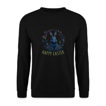 Rabbit with Easter eggs & spring flowers Easter - Unisex Sweatshirt - black - Front - Alina (178cm) & Michal (187cm)
