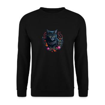 cute cat in easter & spring style cats - Unisex Sweatshirt - black - Front - Alina (178cm) & Michal (187cm)