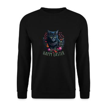 cute cat in easter & spring happy easter - Unisex Sweatshirt - black - Front - Alina (178cm) & Michal (187cm)
