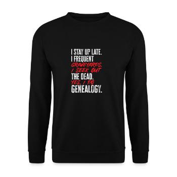 Genealogie Ahnenforschung Ahnenforscher - Unisex Pullover - Schwarz - Vorne - Alina (178cm) & Michal (187cm)