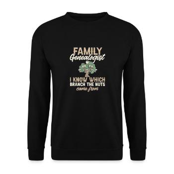 Genealogie Ahnenforschung Ahnenforscher - Unisex Pullover - Schwarz - Vorne - Alina (178cm) & Michal (187cm)
