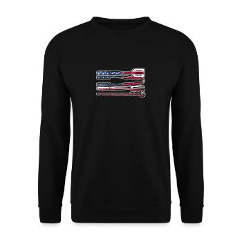 Amerikanische Flagge Grillen USA Patriotisch BBQ - Unisex Pullover - Schwarz - Vorne - Alina (178cm) & Michal (187cm)