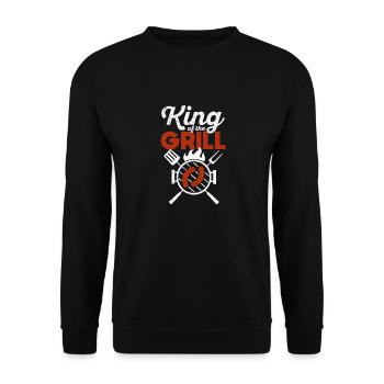 König des Grills Spaß Grillen Meisterkoch Koch - Unisex Pullover - Schwarz - Vorne - Alina (178cm) & Michal (187cm)