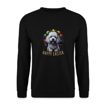 Beau caniche chien Pâques Printemps Happy Easter - Sweat-shirt Unisexe - noir - Devant - Alina (178cm) & Michal (187cm)