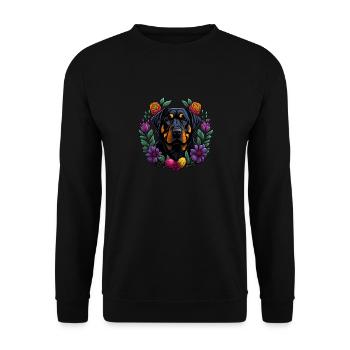 Beau chien Rottweiler Pâques Printemps Rottweiler - Sweat-shirt Unisexe - noir - Devant - Alina (178cm) & Michal (187cm)