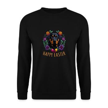 Beau chien Rottweiler Pâques Printemps Happy - Sweat-shirt Unisexe - noir - Devant - Alina (178cm) & Michal (187cm)
