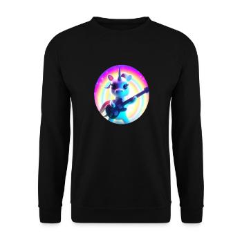 Une drôle de licorne avec guitare électrique et arc-en-ciel - Sweat-shirt Unisexe - noir - Devant - Alina (178cm) & Michal (187cm)