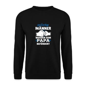 Großartige Männer werden zum Papa befördert Vater - Unisex Pullover - Schwarz - Vorne - Alina (178cm) & Michal (187cm)