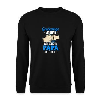 Großartige Männer werden zum Papa befördert Vater - Unisex Pullover - Schwarz - Vorne - Alina (178cm) & Michal (187cm)