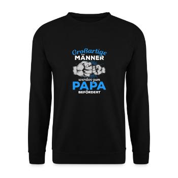 Großartige Männer werden zum Papa befördert Vater - Unisex Pullover - Schwarz - Vorne - Alina (178cm) & Michal (187cm)