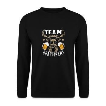 Team Bräutigam Junggesellenabschied JGA Feiern - Unisex Pullover - Schwarz - Vorne - Alina (178cm) & Michal (187cm)