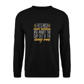 Genealogie Ahnenforschung Ahnenforscher - Unisex Pullover - Schwarz - Vorne - Alina (178cm) & Michal (187cm)