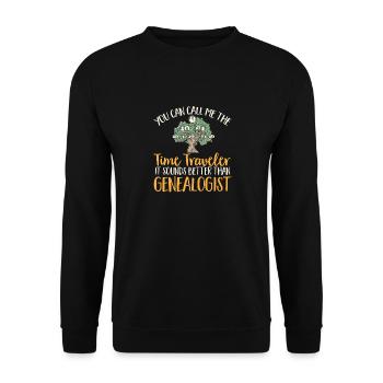 Genealogie Ahnenforschung Ahnenforscher - Unisex Pullover - Schwarz - Vorne - Alina (178cm) & Michal (187cm)