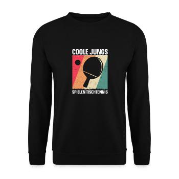 Tischtennis Geschenk für Jungs - Unisex Pullover - Schwarz - Vorne - Alina (178cm) & Michal (187cm)