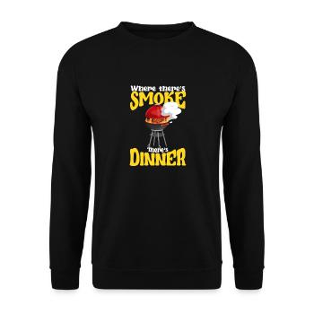 Wo es Rauch gibt, gibt es auch Abendessen BBQ - Unisex Pullover - Schwarz - Vorne - Alina (178cm) & Michal (187cm)