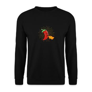 Funny Extra Sharp Hot Chili Barbecue Peppers Grill - Unisex Pullover - Schwarz - Vorne - Alina (178cm) & Michal (187cm)