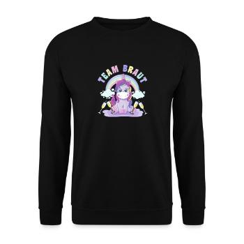 Team Braut Team Bride Junggesellinnenabschied JGA - Unisex Pullover - Schwarz - Vorne - Alina (178cm) & Michal (187cm)