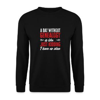 Genealogie Ahnenforschung Ahnenforscher - Unisex Pullover - Schwarz - Vorne - Alina (178cm) & Michal (187cm)