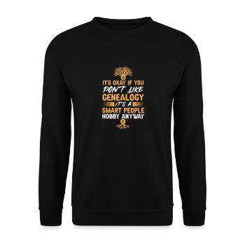 Genealogie Ahnenforschung Ahnenforscher - Unisex Pullover - Schwarz - Vorne - Alina (178cm) & Michal (187cm)