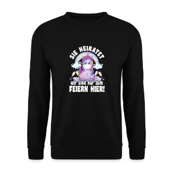 Sie Heiratet Braut Bride Polterabend Feiern JGA - Unisex Pullover - Schwarz - Vorne - Alina (178cm) & Michal (187cm)