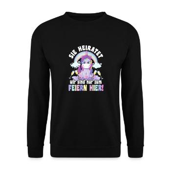 Sie Heiratet Braut Bride Polterabend Feiern JGA - Unisex Pullover - Schwarz - Vorne - Alina (178cm) & Michal (187cm)