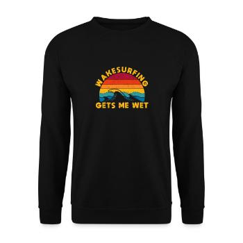 Wakesurfing Gets Me Wet Wakesurf Sommer Wake Surf - Unisex Pullover - Schwarz - Vorne - Alina (178cm) & Michal (187cm)