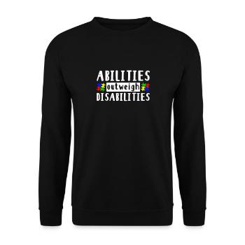 Autism awareness - abilities predominate - Unisex Sweatshirt - black - Front - Alina (178cm) & Michal (187cm)