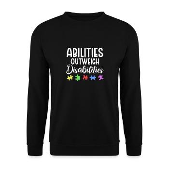 Autism awareness - abilities predominate - Unisex Sweatshirt - black - Front - Alina (178cm) & Michal (187cm)