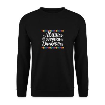 Autism awareness - abilities predominate - Unisex Sweatshirt - black - Front - Alina (178cm) & Michal (187cm)