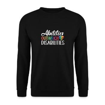 Autism awareness - abilities predominate - Unisex Sweatshirt - black - Front - Alina (178cm) & Michal (187cm)
