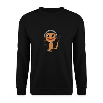 Haubengecko Musiknoten hören Musiker Wildtiere - Unisex Pullover - Schwarz - Vorne - Alina (178cm) & Michal (187cm)
