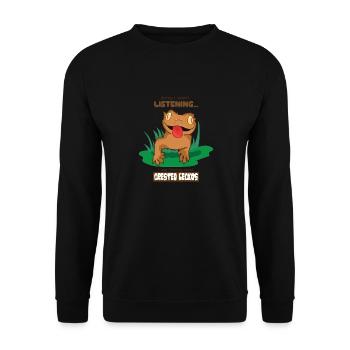 Denken Sie an Geckos: Süße Echsen, Reptilien - Unisex Pullover - Schwarz - Vorne - Alina (178cm) & Michal (187cm)