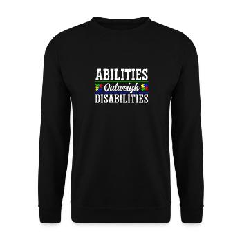 Autism awareness - abilities predominate - Unisex Sweatshirt - black - Front - Alina (178cm) & Michal (187cm)