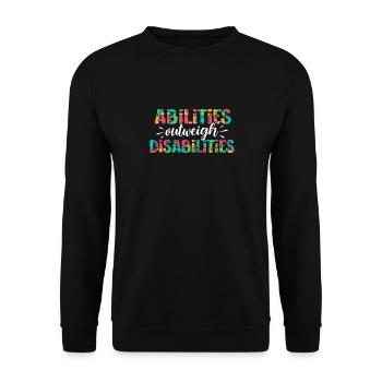 Autism awareness - abilities predominate - Unisex Sweatshirt - black - Front - Alina (178cm) & Michal (187cm)