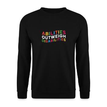 Autism awareness - abilities predominate - Unisex Sweatshirt - black - Front - Alina (178cm) & Michal (187cm)