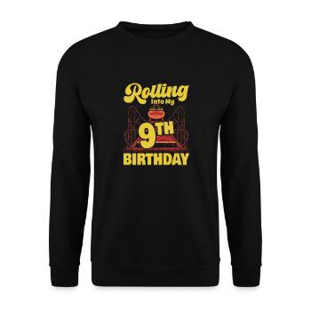 Roller Coaster Amusement Park Rolling Into My 9th - Unisex Sweatshirt - black - Front - Alina (178cm) & Michal (187cm)