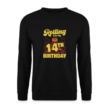 Roller Coaster Amusement Park Rolling Into My 14th - Unisex Sweatshirt - black - Front - Alina (178cm) & Michal (187cm)