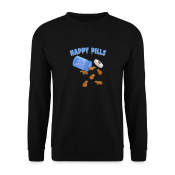 Happy Pills Capibara Lustige Capybaras Liebhaber Humor - Unisex Pullover - Schwarz - Vorne - Alina (178cm) & Michal (187cm)