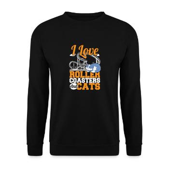 I Love Roller Coasters And Cats Theme Park Amuseme - Unisex Sweatshirt - black - Front - Alina (178cm) & Michal (187cm)