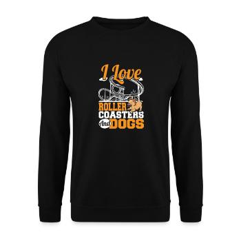 J’adore les montagnes russes et les chiens Parc à thème Amuseme - Sweat-shirt Unisexe - noir - Devant - Alina (178cm) & Michal (187cm)